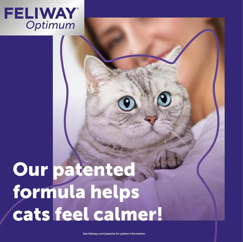 Feliway ® أوبتيموم 30 يومًا جهاز تهدئة القطط مع فواحات الفيرومونات، 48 مل - يساعد في تقليل علامات التوتر الشائعة لدى القطط والهررة، تهدئة محسّنة - Image 4